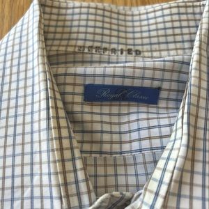 Royal Classic designer men’s button down - blue and brown plaid